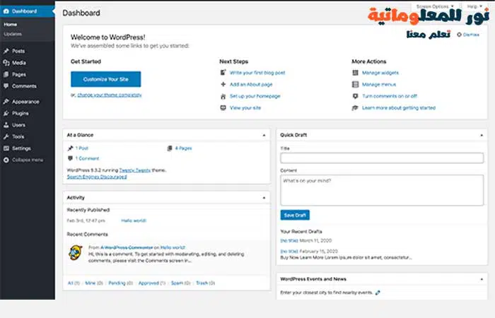 كيفة تعلم ووردبريس WordPress مجانا في أسبوع (أو أقل) 1 تعلم ووردبريس,تعلم ووردبريس خطوة بخطوة,نور للمعلوماتية