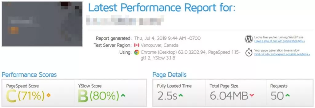 أداء سرعة الموقع بعد Cloudflare