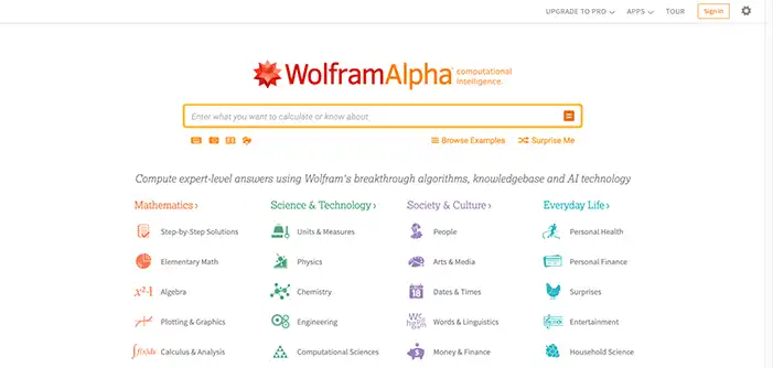 محرك بحث WolframAlpha